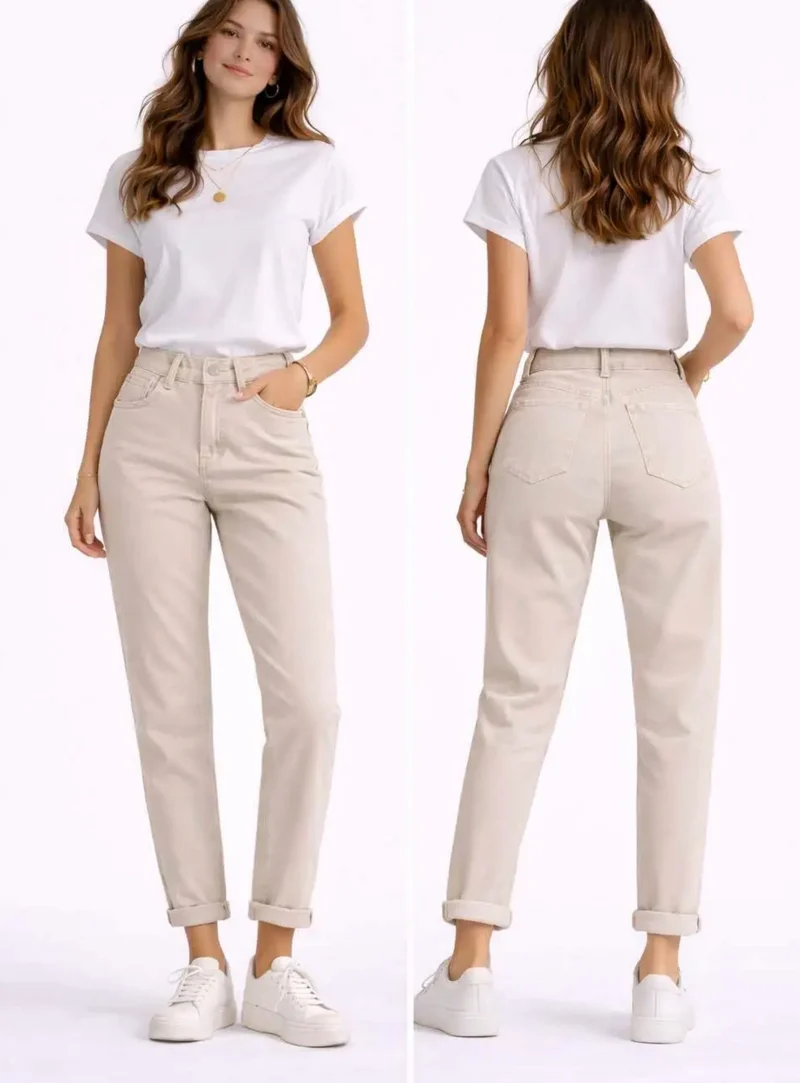 Jeans mom fit beige