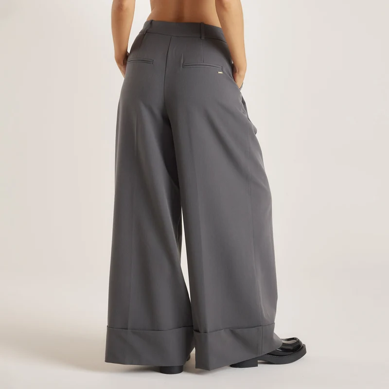 Pantalon Tailleur avec Revers - Charbon