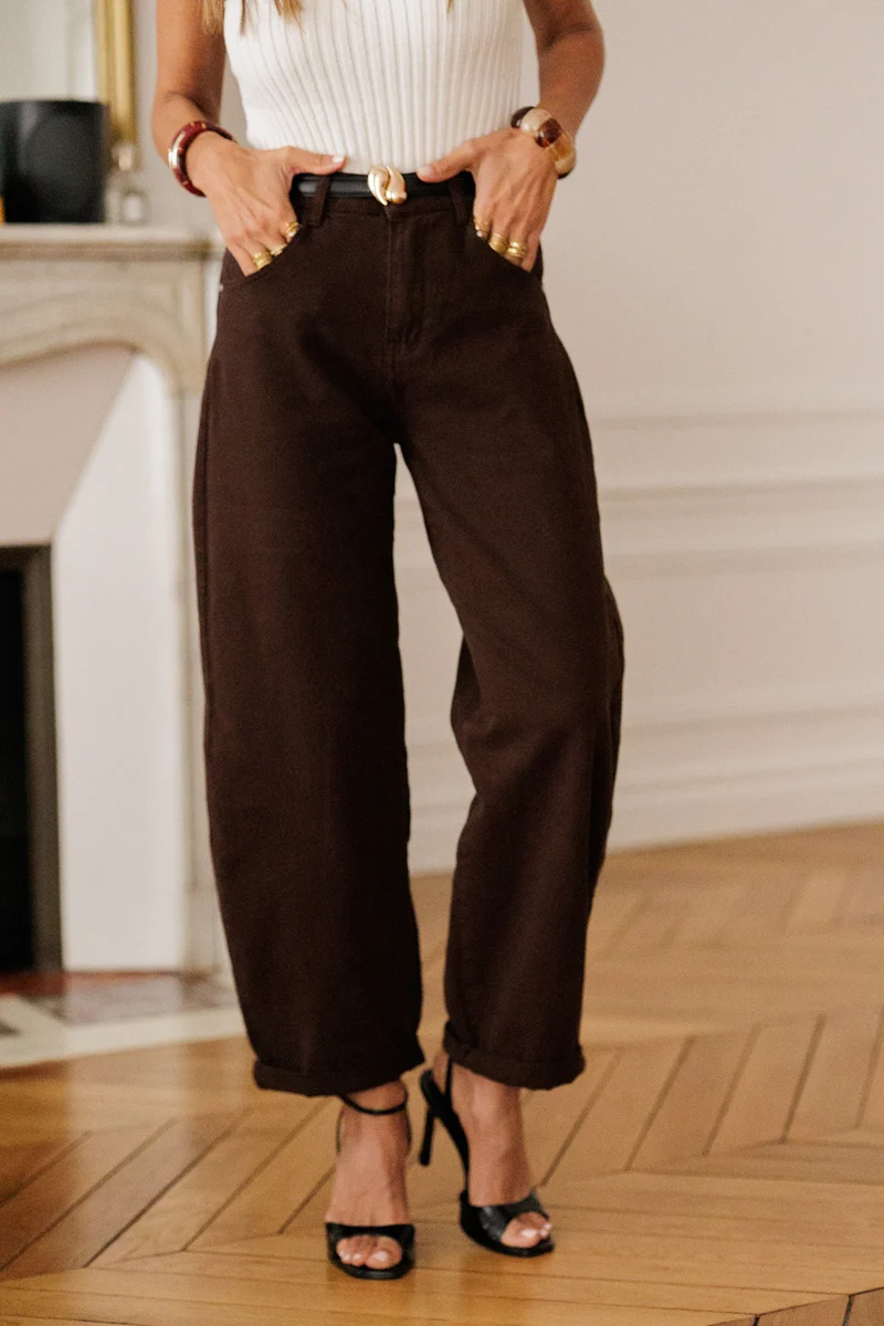 Jean balloon Riven marron