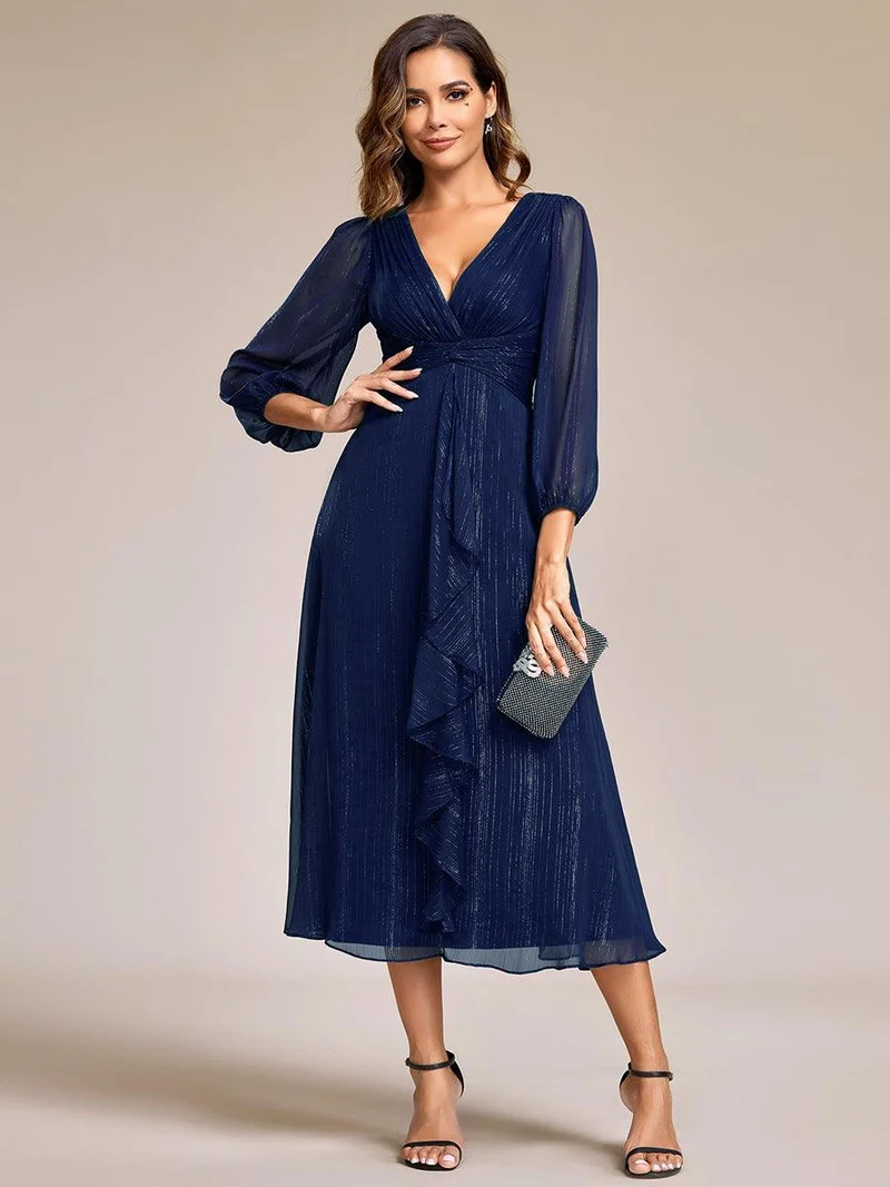 ever EMBER | Robe invitée mariage en mousseline plissée à manches volantées (Vente finale)