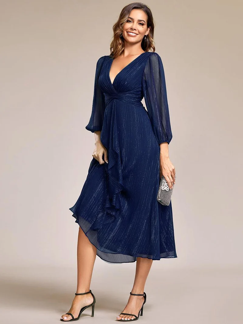 ever EMBER | Robe invitée mariage en mousseline plissée à manches volantées (Vente finale)