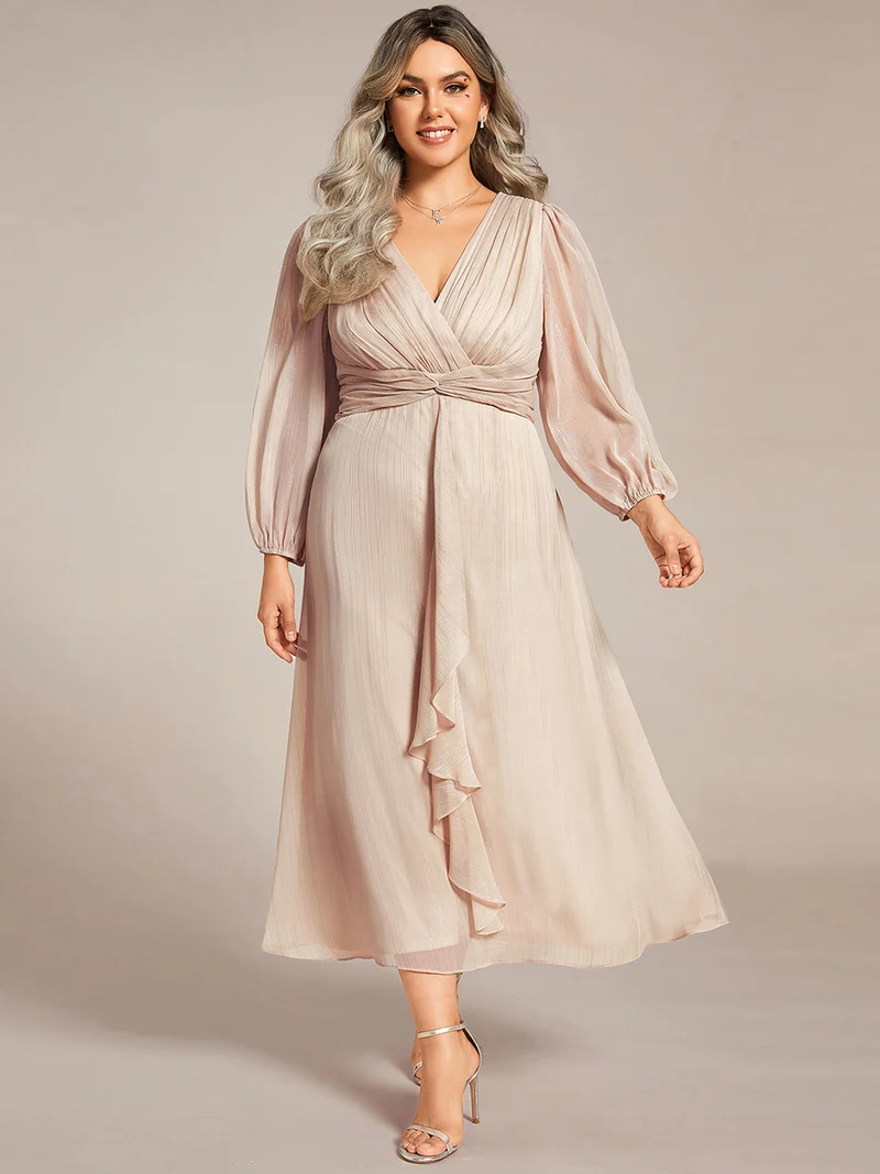 ever EMBER | Robe invitée mariage en mousseline plissée à manches volantées (Vente finale)