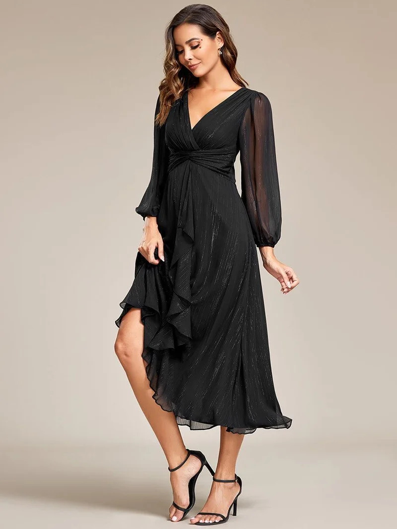 ever EMBER | Robe invitée mariage en mousseline plissée à manches volantées (Vente finale)