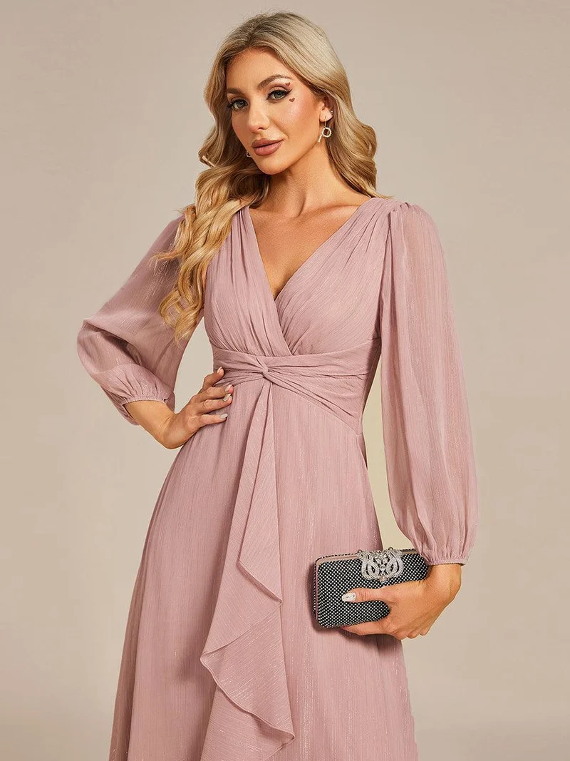 ever EMBER | Robe invitée mariage en mousseline plissée à manches volantées (Vente finale)