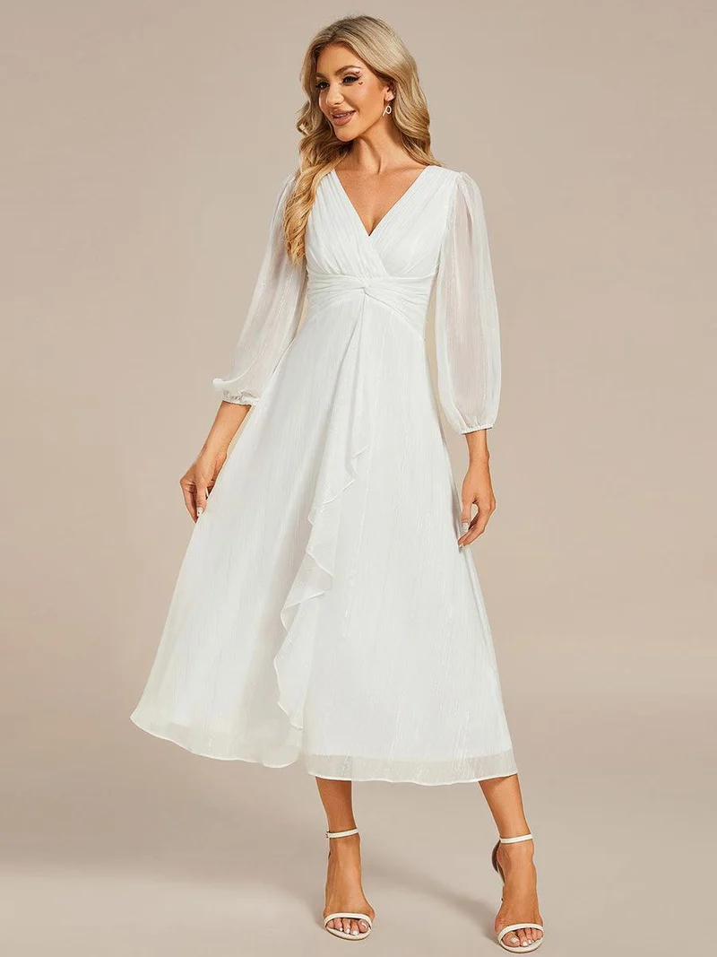 ever EMBER | Robe invitée mariage en mousseline plissée à manches volantées (Vente finale)