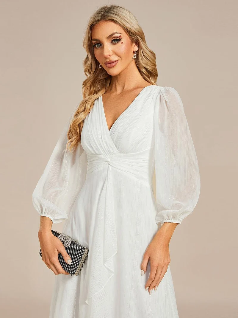 ever EMBER | Robe invitée mariage en mousseline plissée à manches volantées (Vente finale)