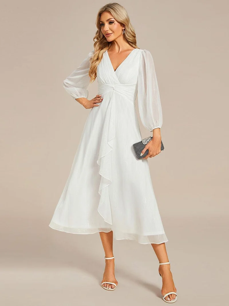 ever EMBER | Robe invitée mariage en mousseline plissée à manches volantées (Vente finale)