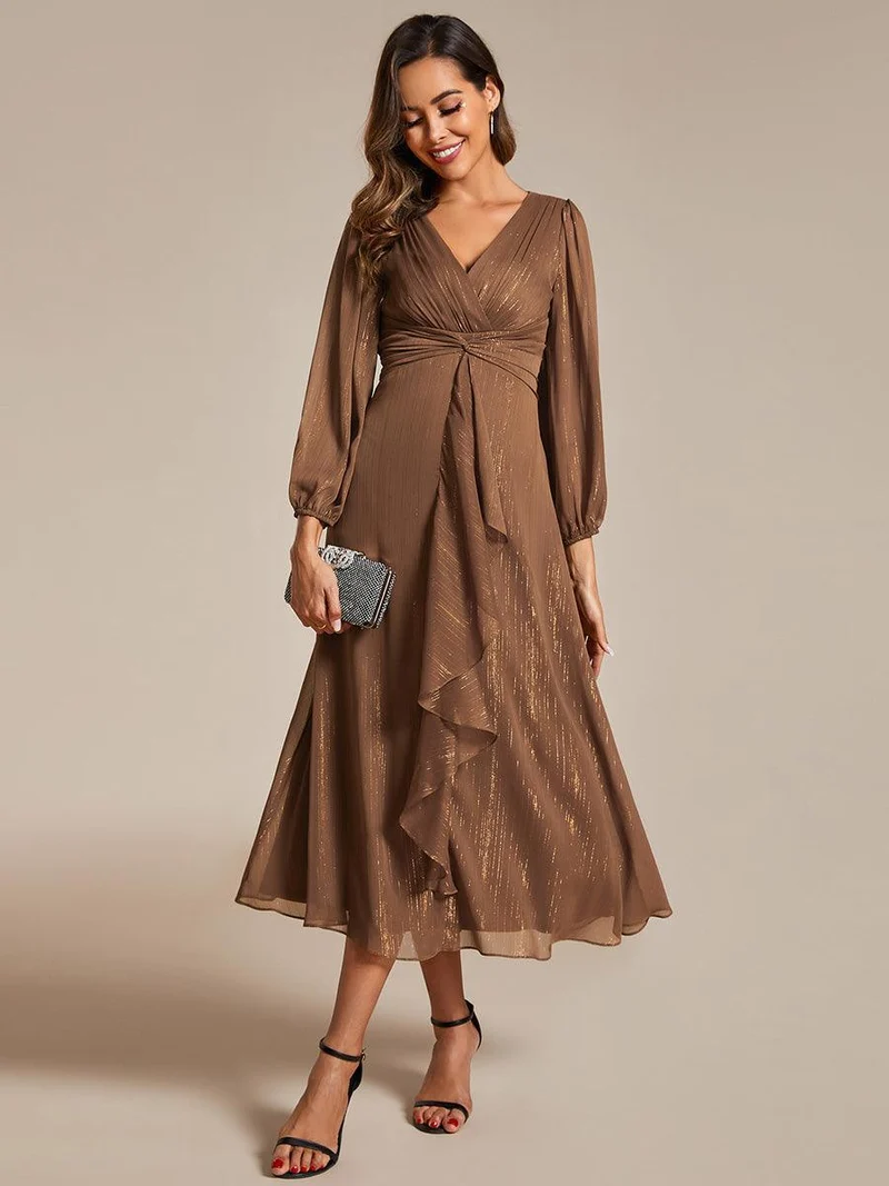 ever EMBER | Robe invitée mariage en mousseline plissée à manches volantées (Vente finale)