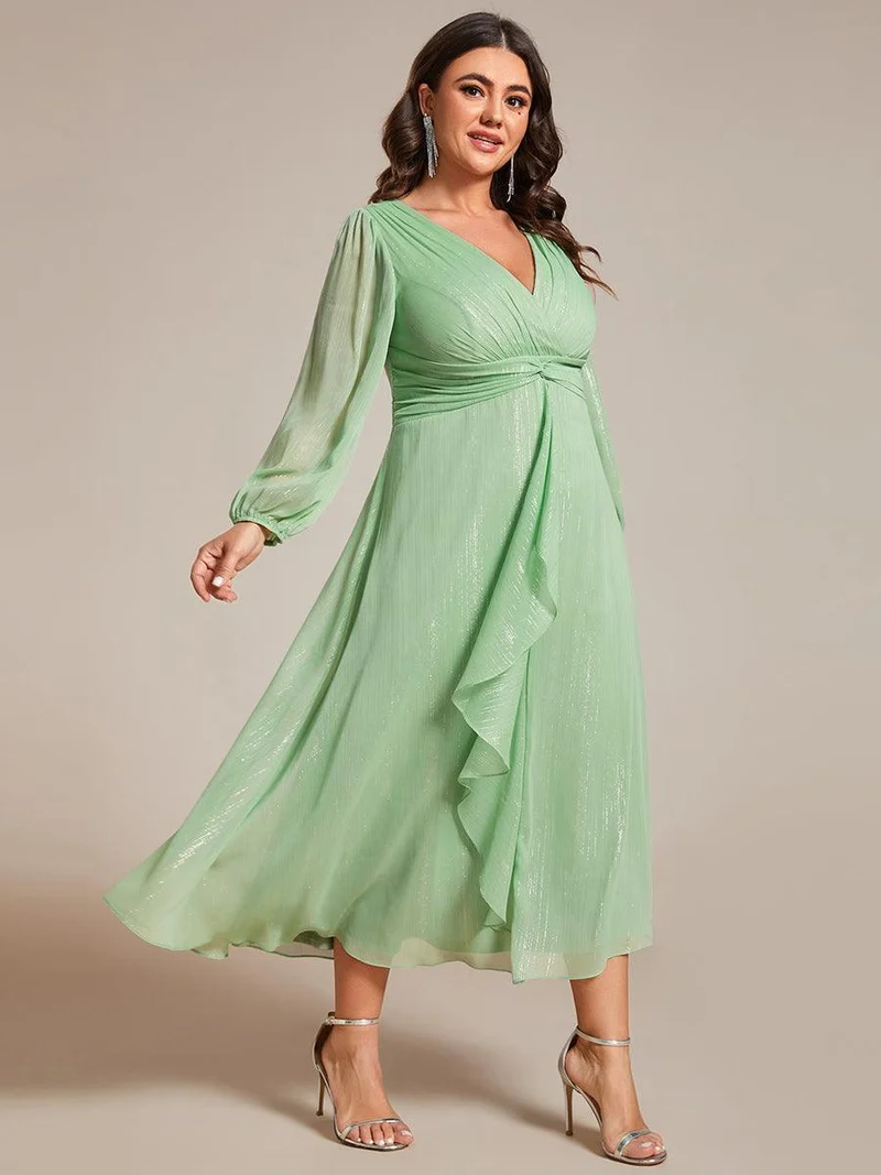 ever EMBER | Robe invitée mariage en mousseline plissée à manches volantées (Vente finale)