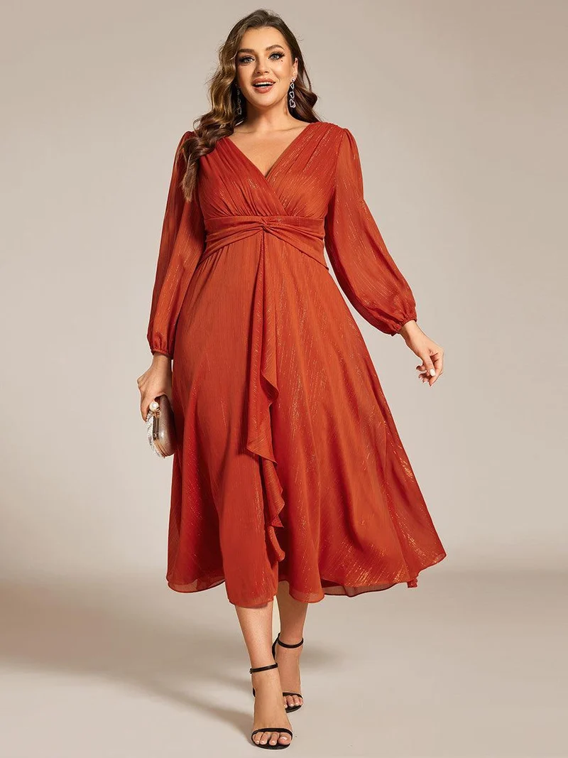 ever EMBER | Robe invitée mariage en mousseline plissée à manches volantées (Vente finale)