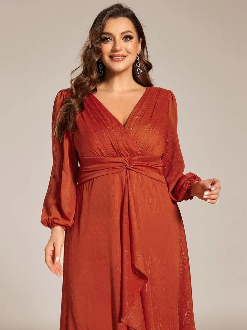 ever EMBER | Robe invitée mariage en mousseline plissée à manches volantées (Vente finale)