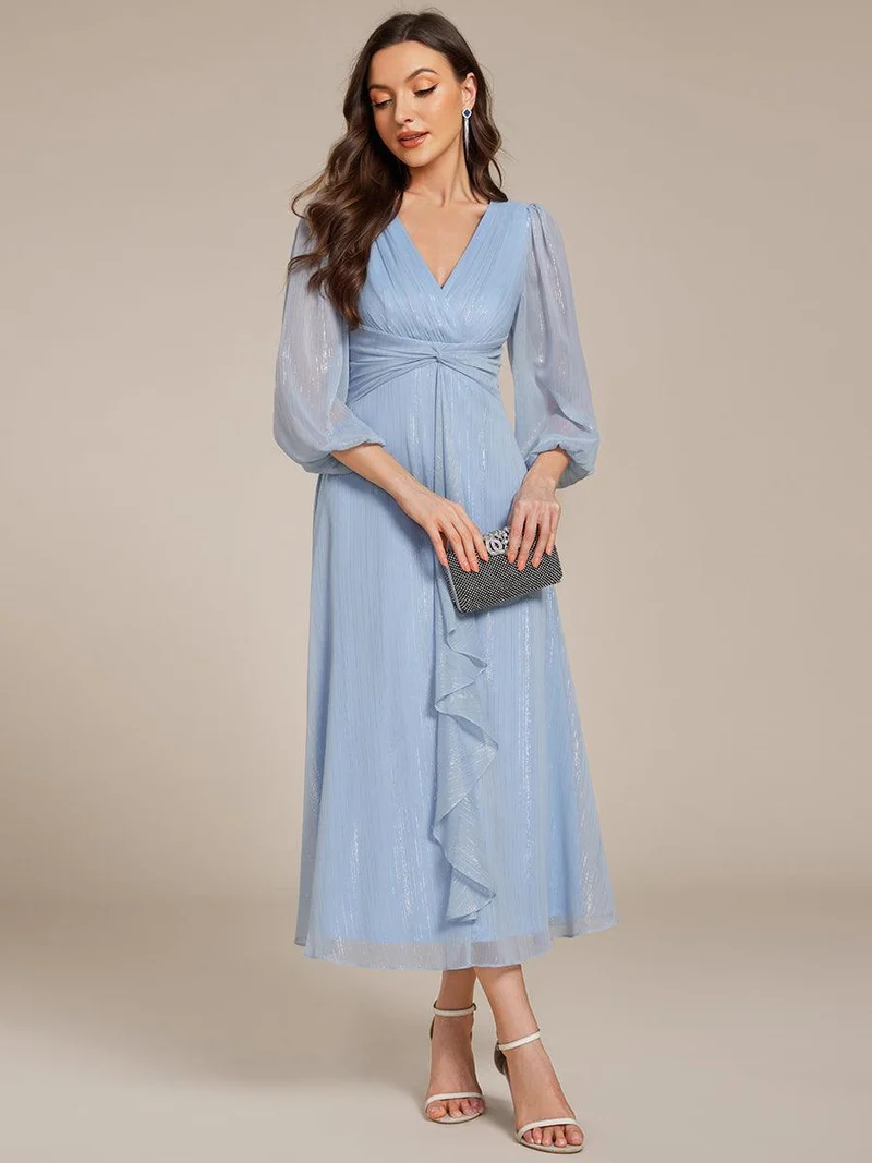 ever EMBER | Robe invitée mariage en mousseline plissée à manches volantées (Vente finale)