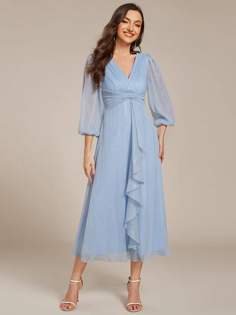 ever EMBER | Robe invitée mariage en mousseline plissée à manches volantées (Vente finale)