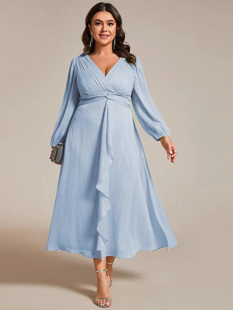 ever EMBER | Robe invitée mariage en mousseline plissée à manches volantées (Vente finale)