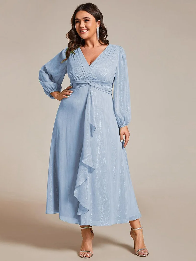 ever EMBER | Robe invitée mariage en mousseline plissée à manches volantées (Vente finale)
