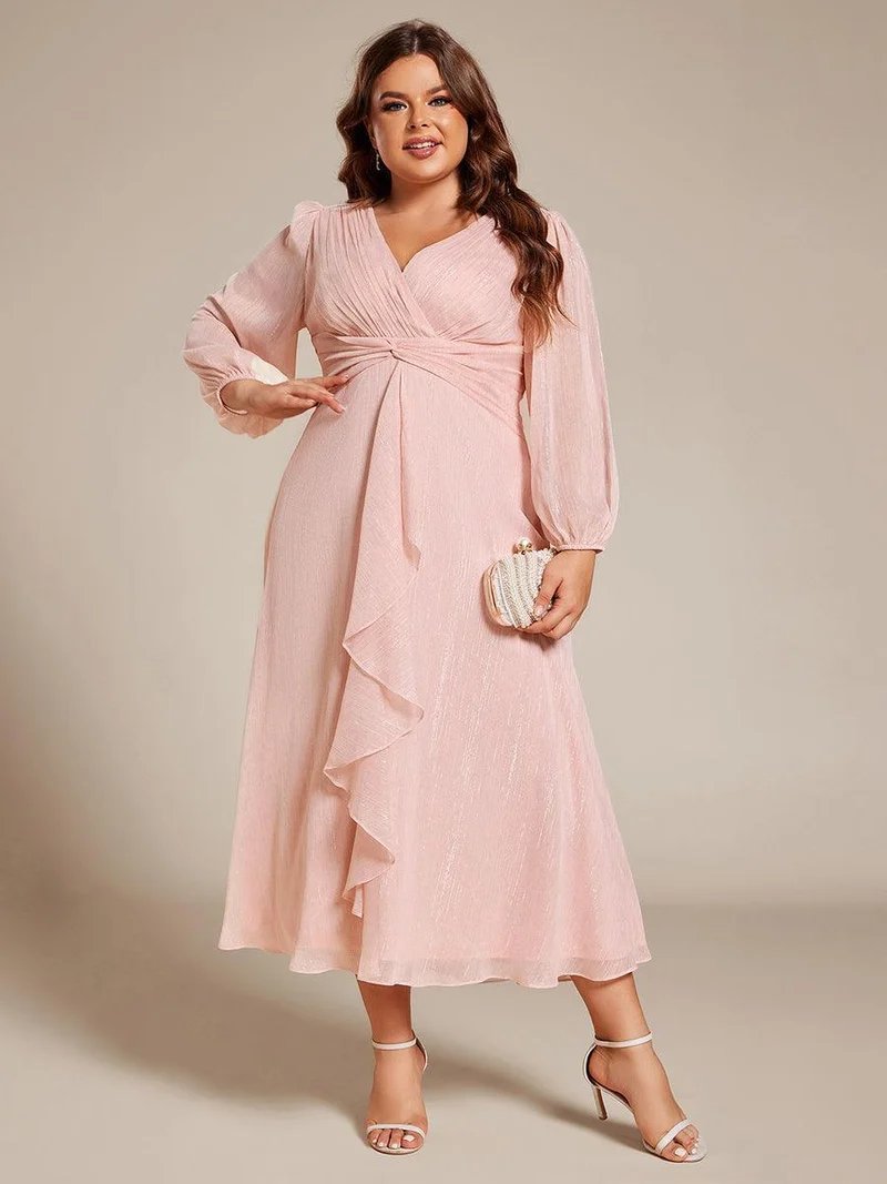 ever EMBER | Robe invitée mariage en mousseline plissée à manches volantées (Vente finale)
