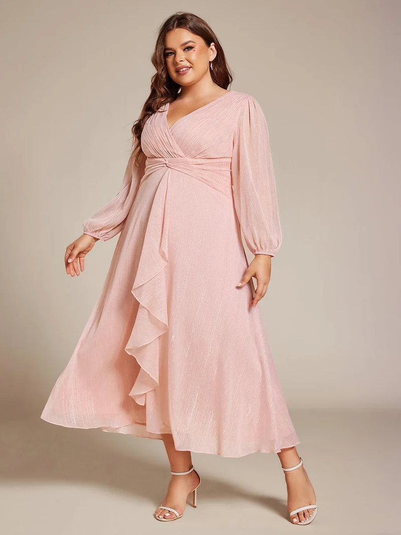 ever EMBER | Robe invitée mariage en mousseline plissée à manches volantées (Vente finale)