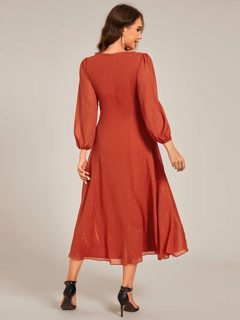 ever EMBER | Robe invitée mariage en mousseline plissée à manches volantées (Vente finale)