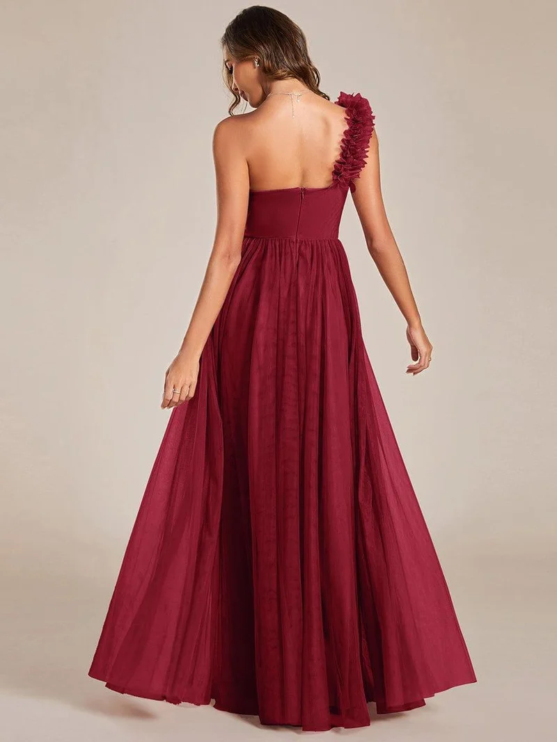 ever CLOE|Robe demoiselle d'honneur à une épaule appliquée en tulle avec une fente haute