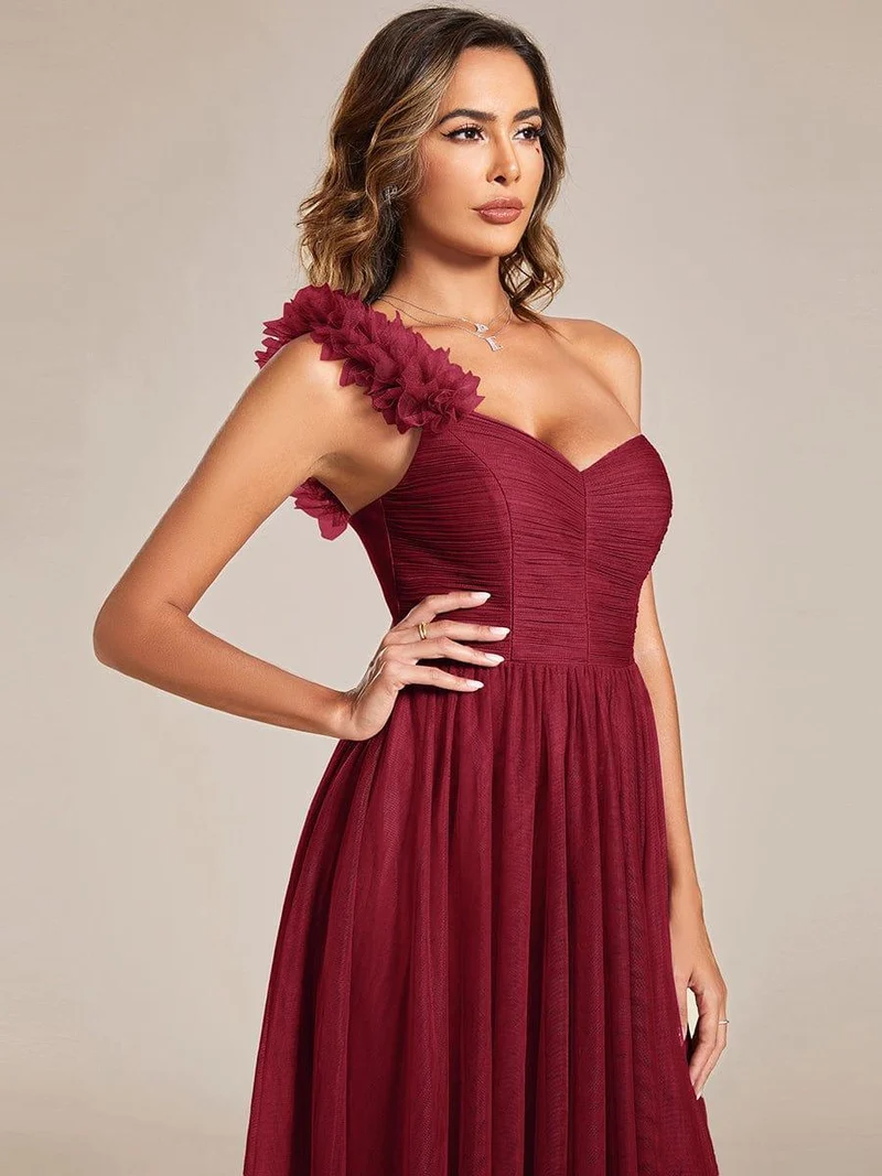 ever CLOE|Robe demoiselle d'honneur à une épaule appliquée en tulle avec une fente haute