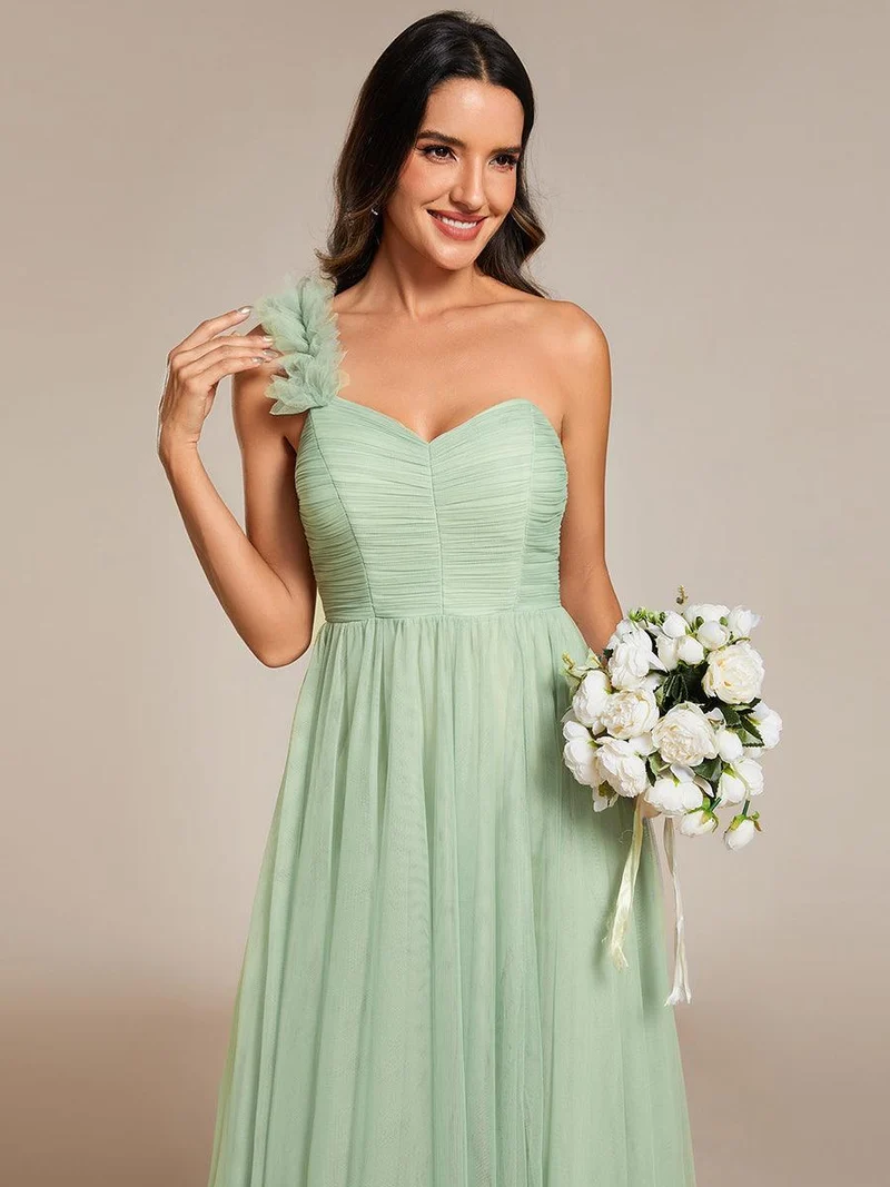 ever CLOE|Robe demoiselle d'honneur à une épaule appliquée en tulle avec une fente haute