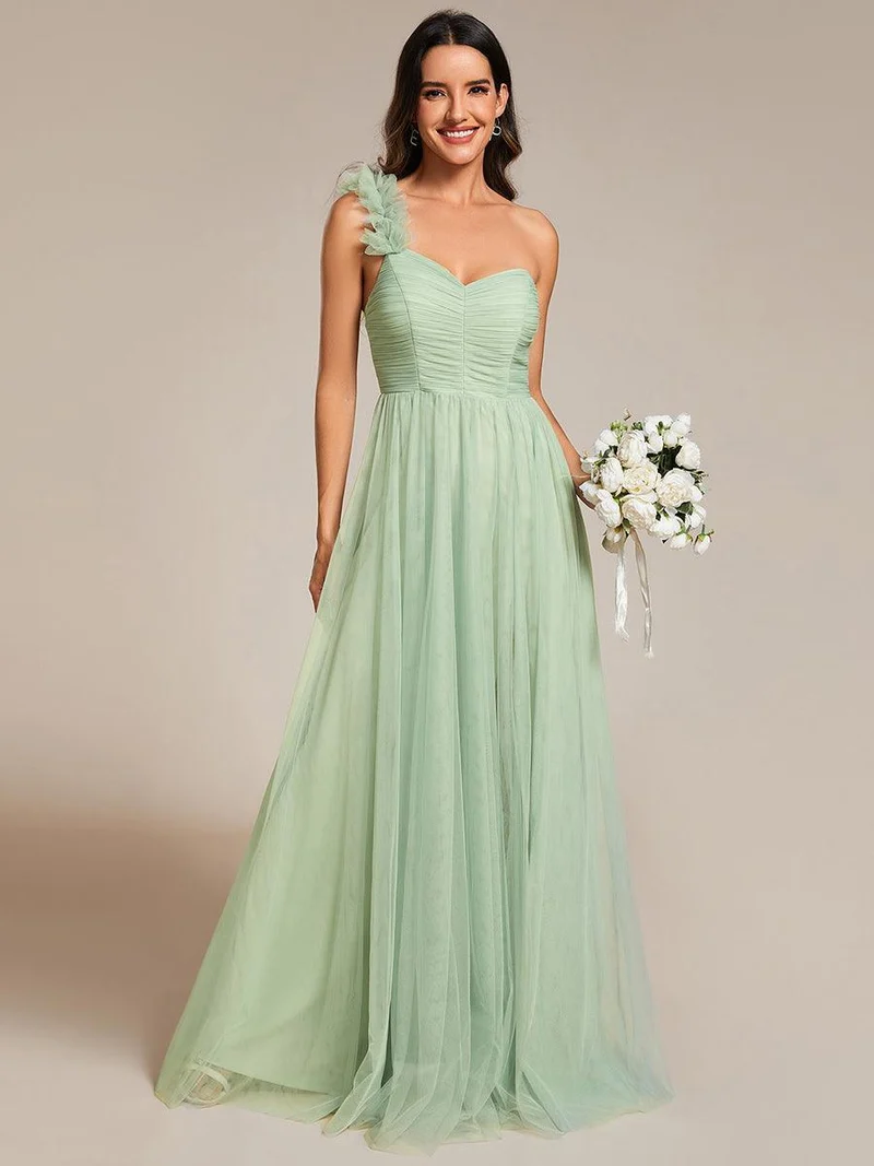 ever CLOE|Robe demoiselle d'honneur à une épaule appliquée en tulle avec une fente haute