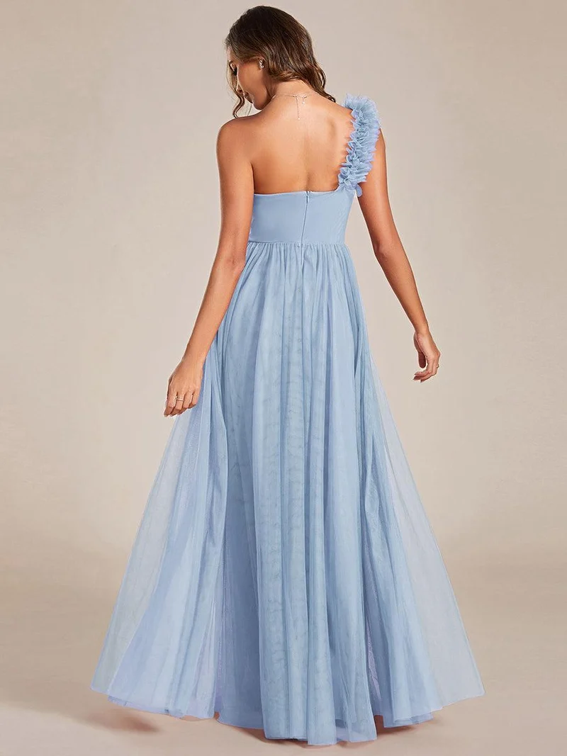 ever CLOE|Robe demoiselle d'honneur à une épaule appliquée en tulle avec une fente haute