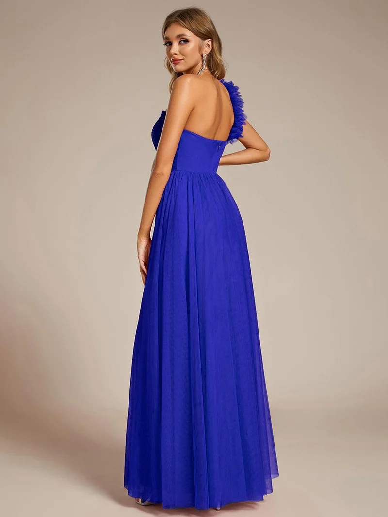 ever CLOE|Robe demoiselle d'honneur à une épaule appliquée en tulle avec une fente haute
