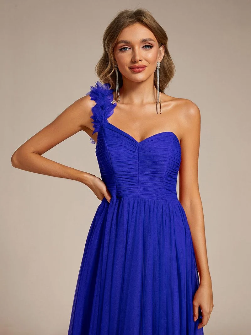 ever CLOE|Robe demoiselle d'honneur à une épaule appliquée en tulle avec une fente haute
