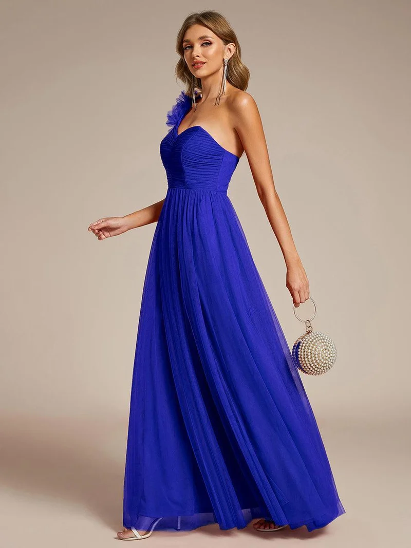 ever CLOE|Robe demoiselle d'honneur à une épaule appliquée en tulle avec une fente haute