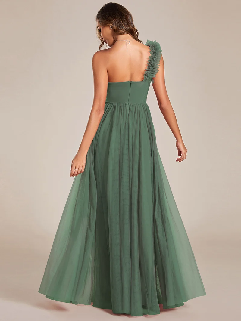 ever CLOE|Robe demoiselle d'honneur à une épaule appliquée en tulle avec une fente haute