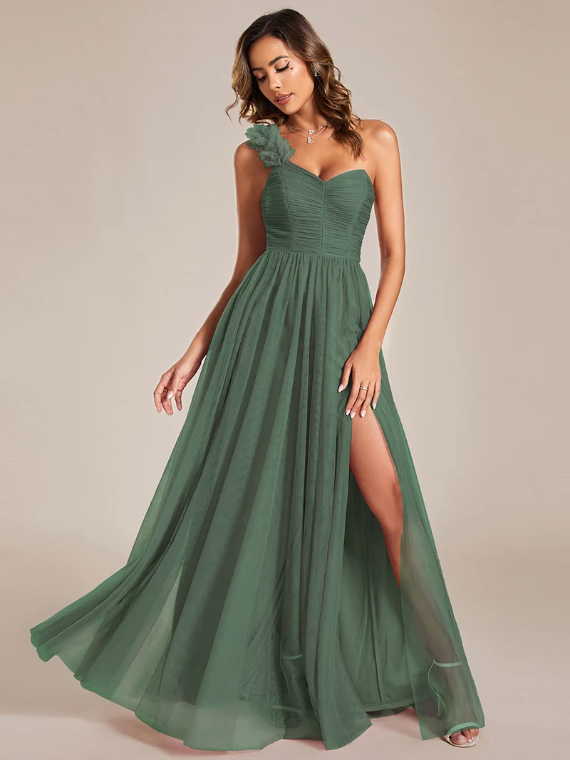 ever CLOE|Robe demoiselle d'honneur à une épaule appliquée en tulle avec une fente haute