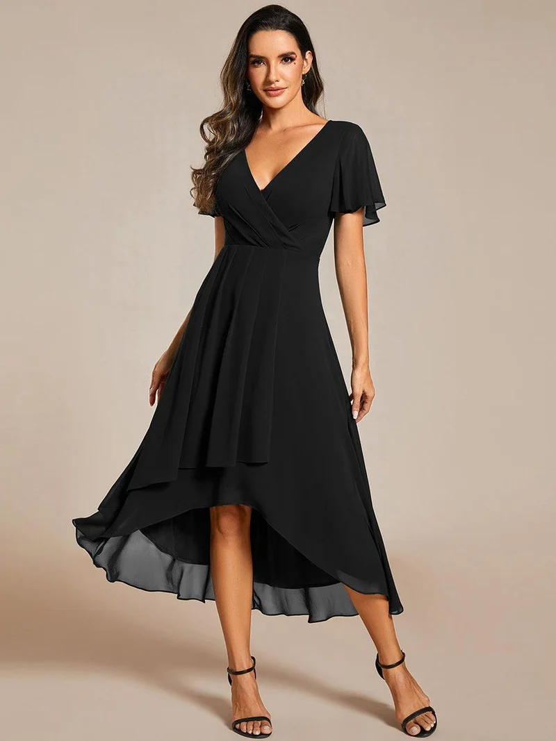 ever LARK | Robe de cocktail en mousseline à manches courtes