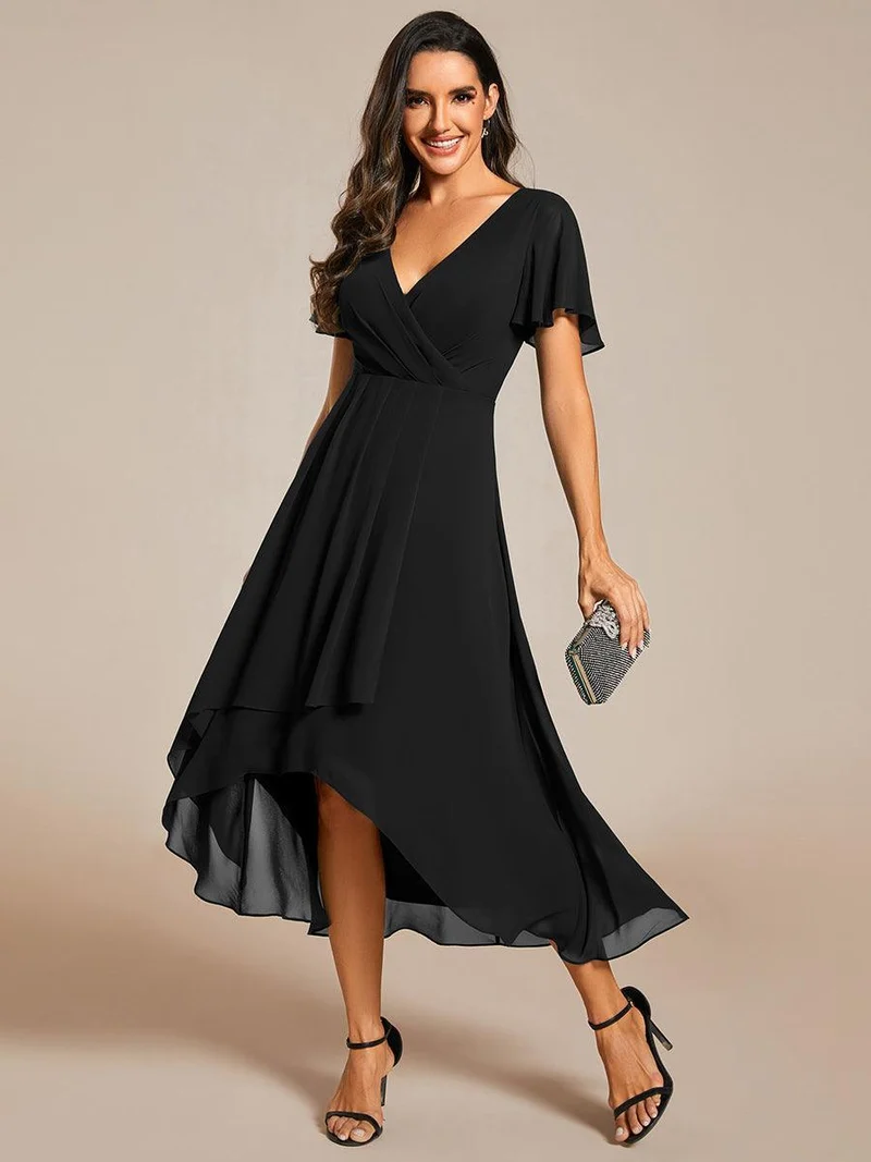ever LARK | Robe de cocktail en mousseline à manches courtes