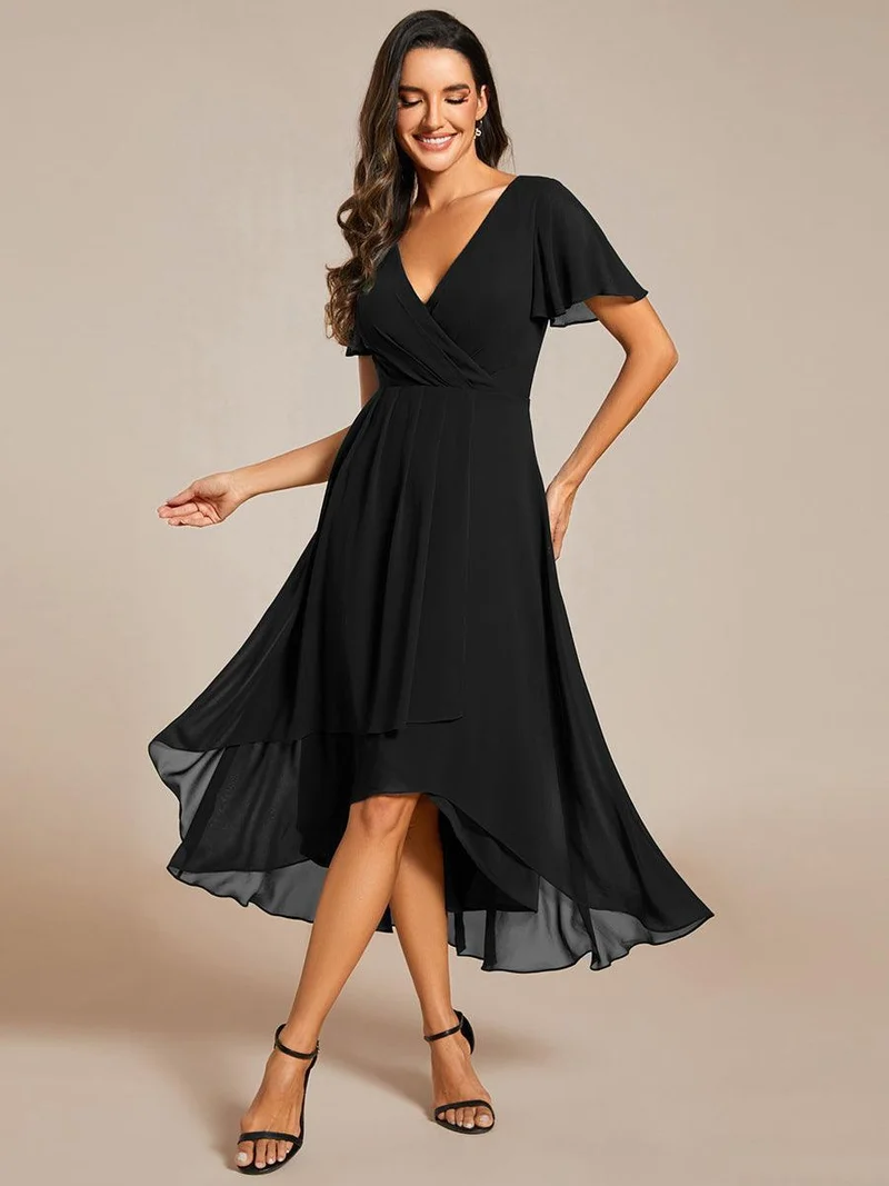 ever LARK | Robe de cocktail en mousseline à manches courtes