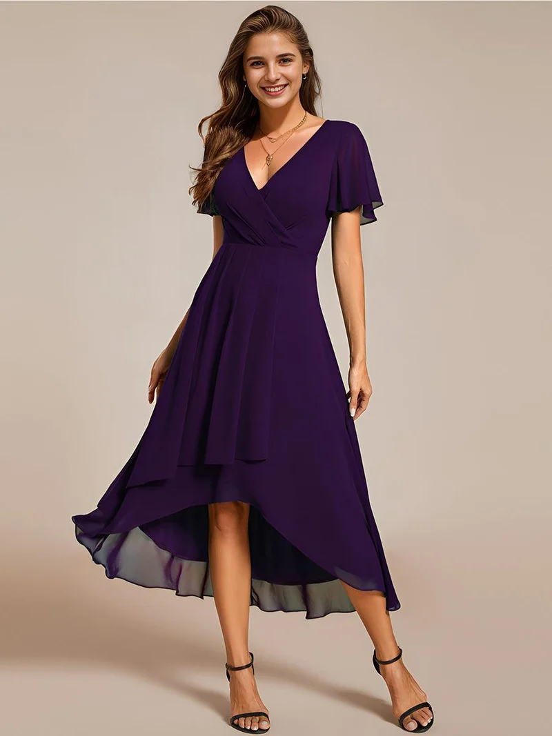 ever LARK | Robe de cocktail en mousseline à manches courtes