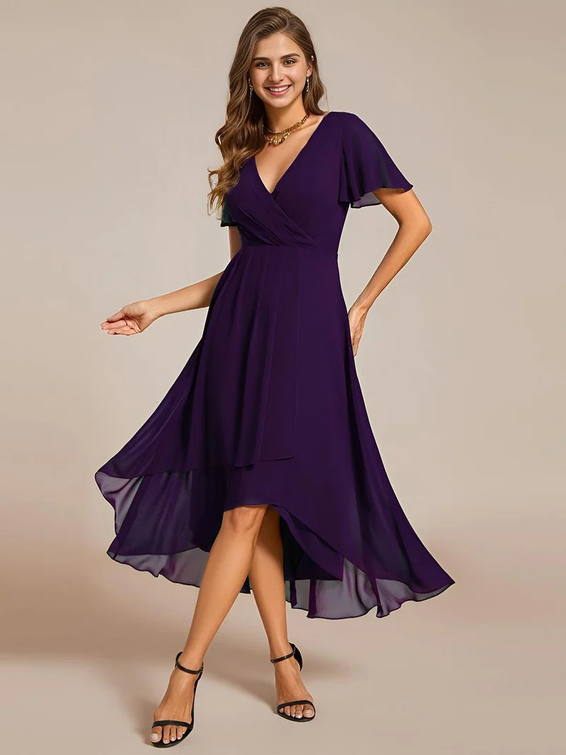 ever LARK | Robe de cocktail en mousseline à manches courtes
