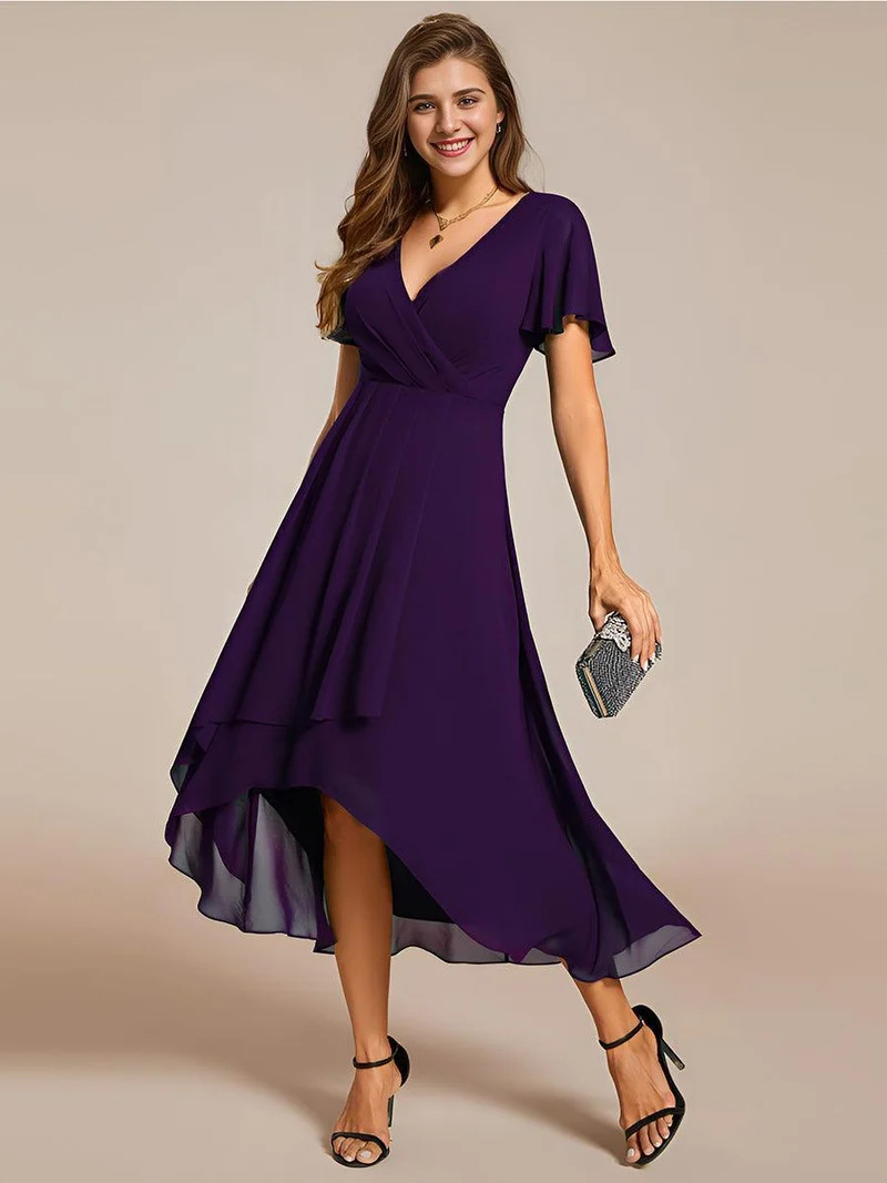 ever LARK | Robe de cocktail en mousseline à manches courtes