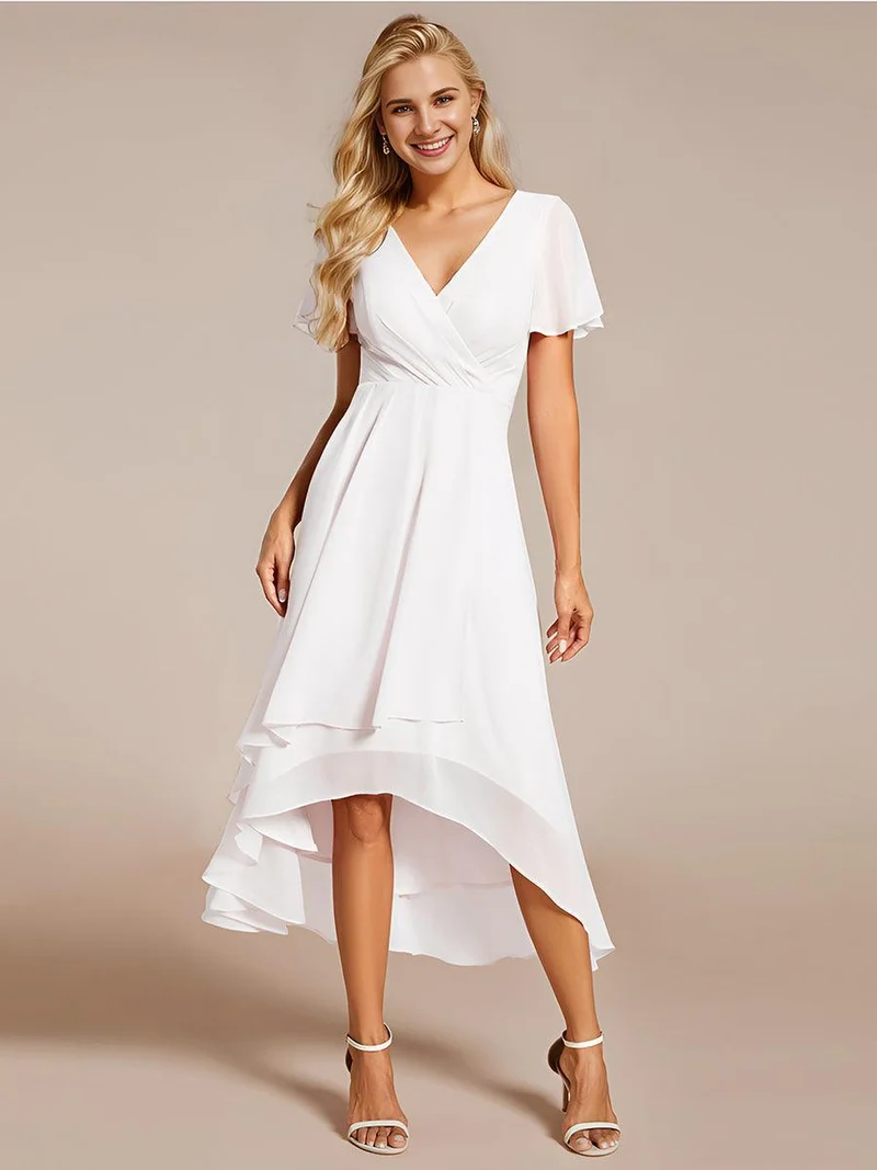 ever LARK | Robe de cocktail en mousseline à manches courtes