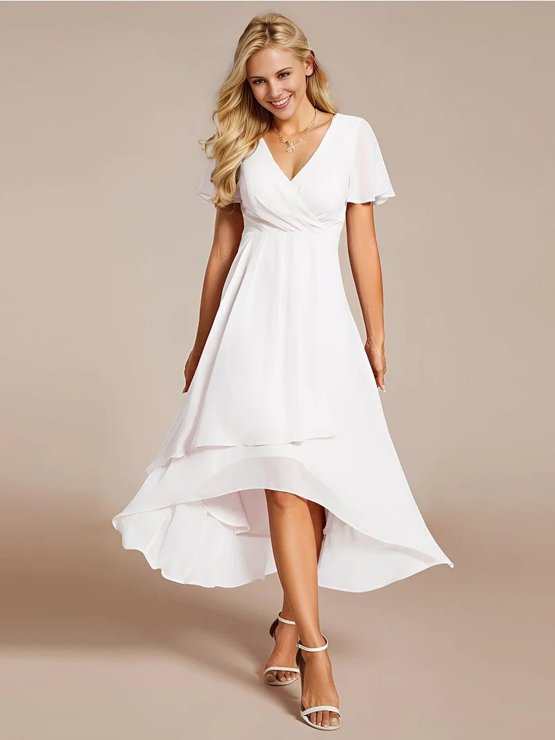 ever LARK | Robe de cocktail en mousseline à manches courtes