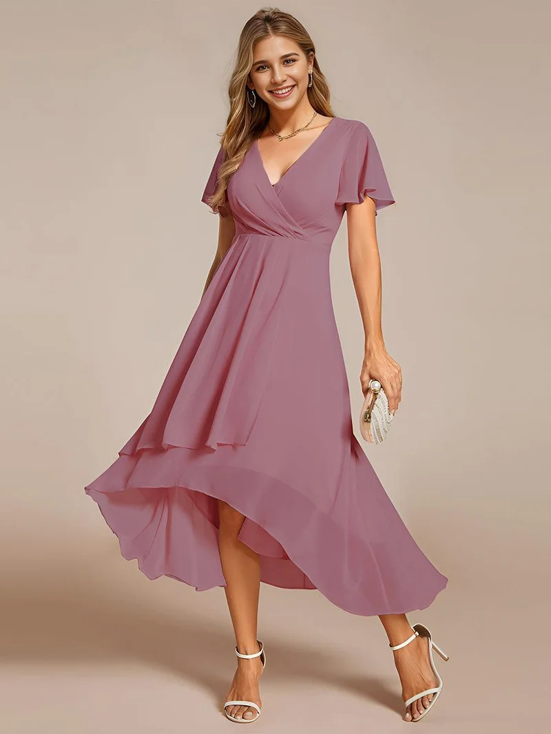 ever LARK | Robe de cocktail en mousseline à manches courtes