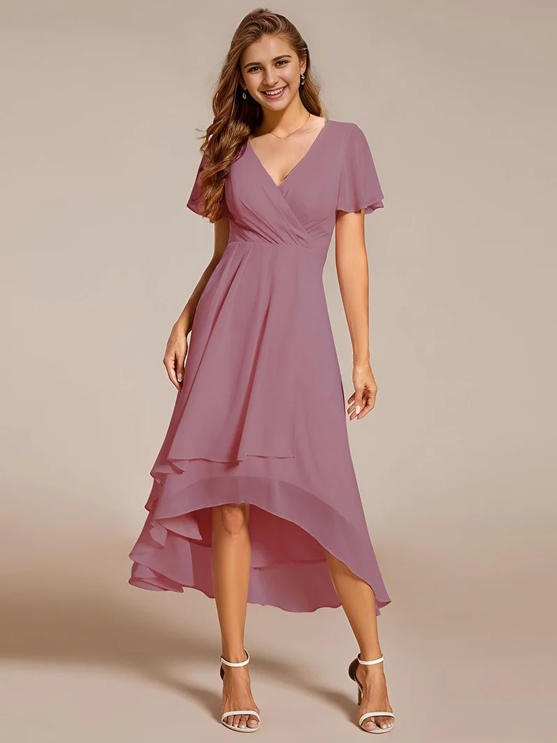 ever LARK | Robe de cocktail en mousseline à manches courtes