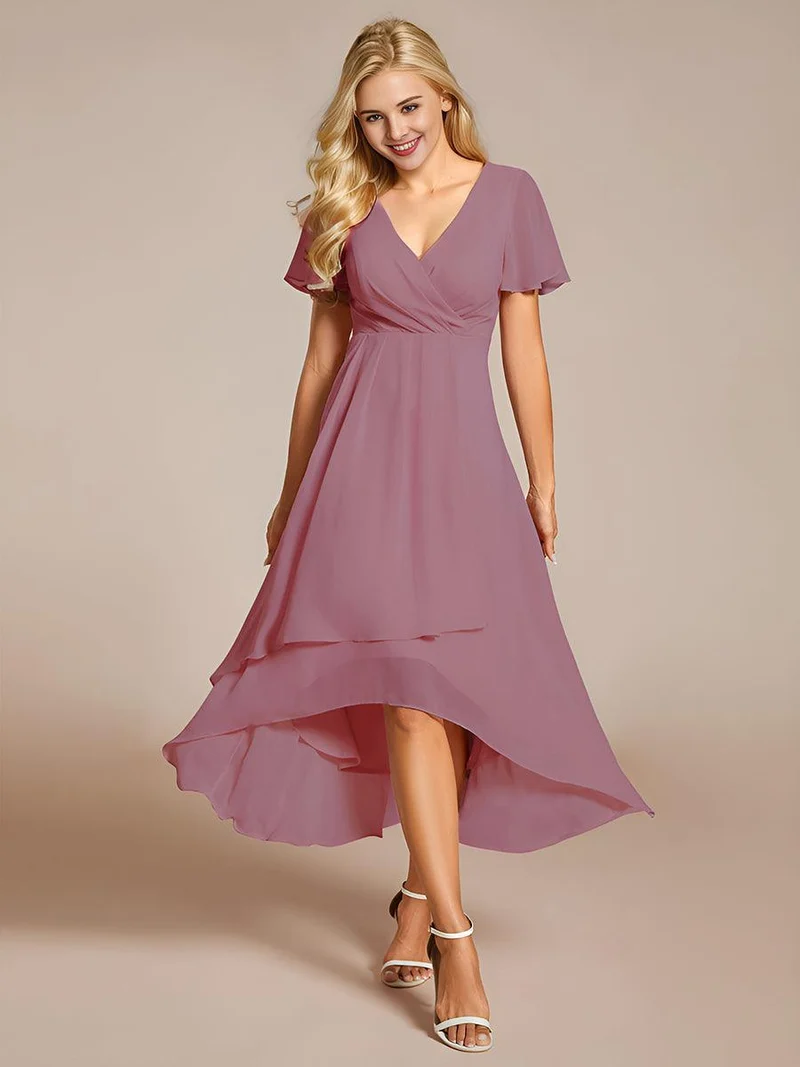 ever LARK | Robe de cocktail en mousseline à manches courtes