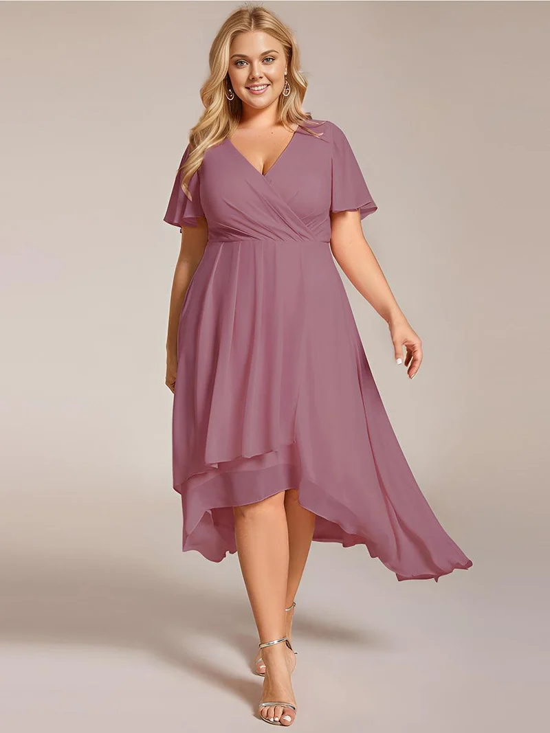 ever LARK | Robe de cocktail en mousseline à manches courtes