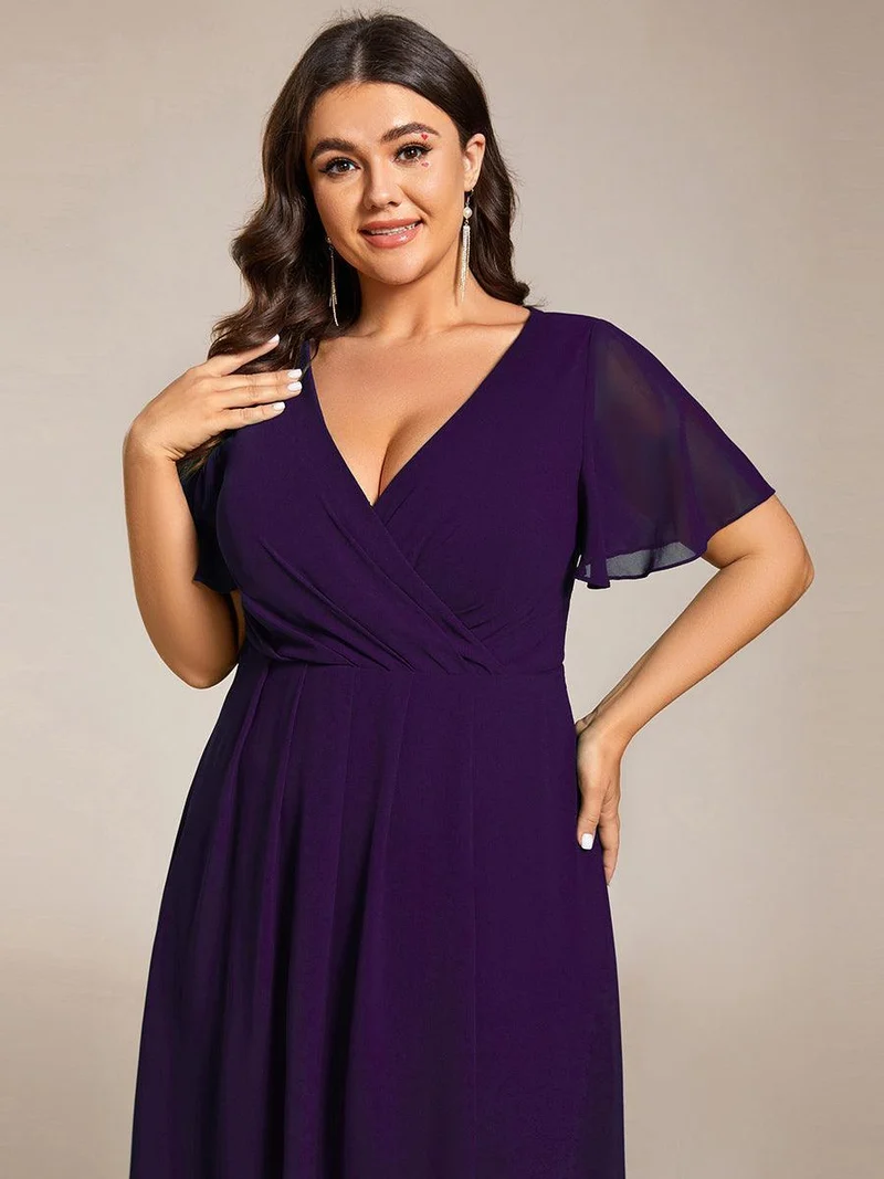 ever LARK | Robe de cocktail en mousseline à manches courtes