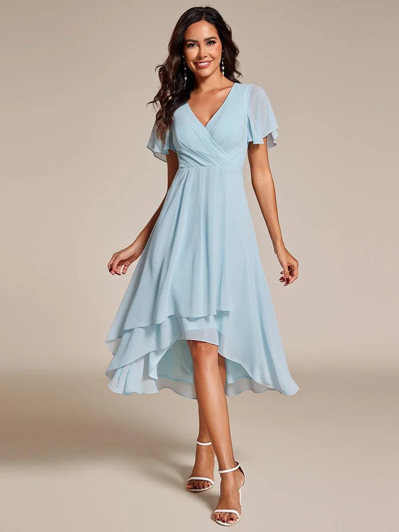 ever LARK | Robe de cocktail en mousseline à manches courtes