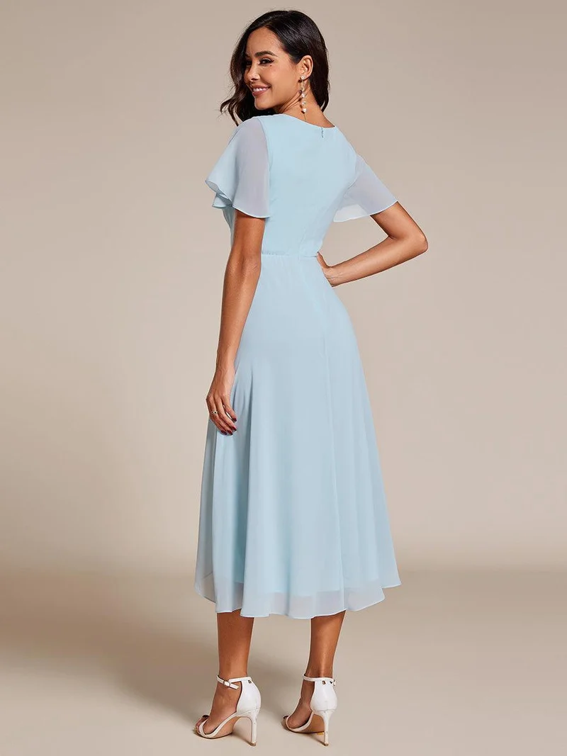 ever LARK | Robe de cocktail en mousseline à manches courtes