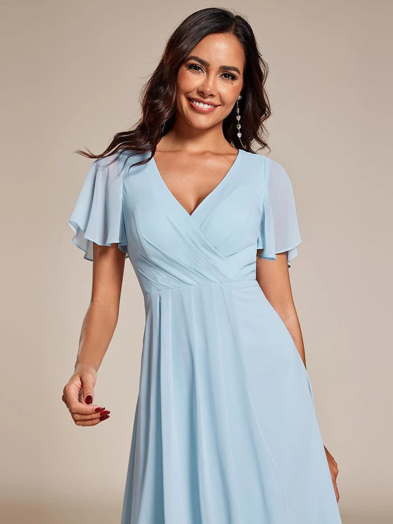 ever LARK | Robe de cocktail en mousseline à manches courtes