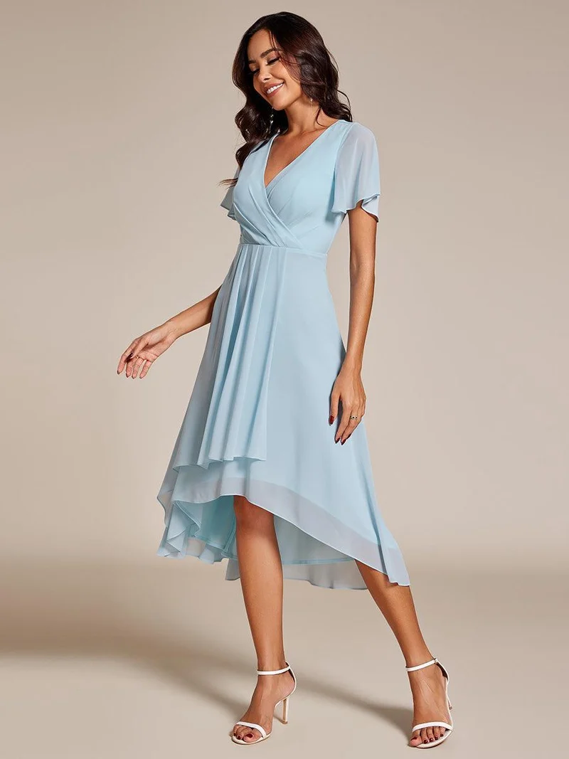 ever LARK | Robe de cocktail en mousseline à manches courtes