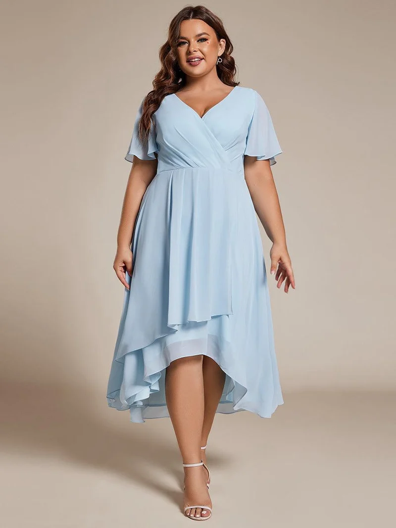ever LARK | Robe de cocktail en mousseline à manches courtes